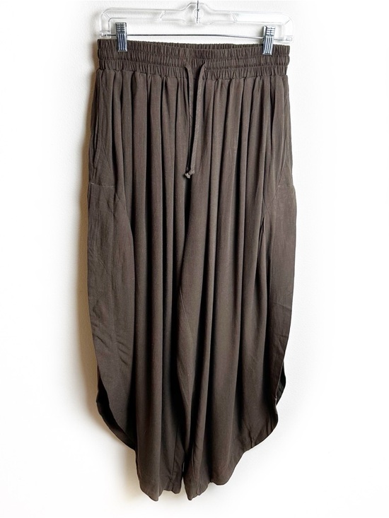 Tarse Pants - NWT Tarse Linen blend wide leg split skirt pants loose palazzo pants brown S